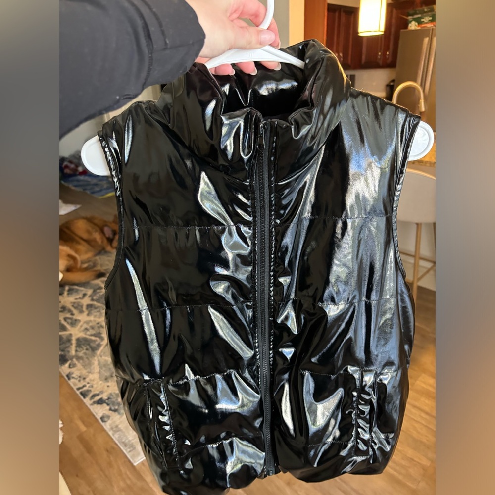 Steve Madden Black Shiny Puffer Vest